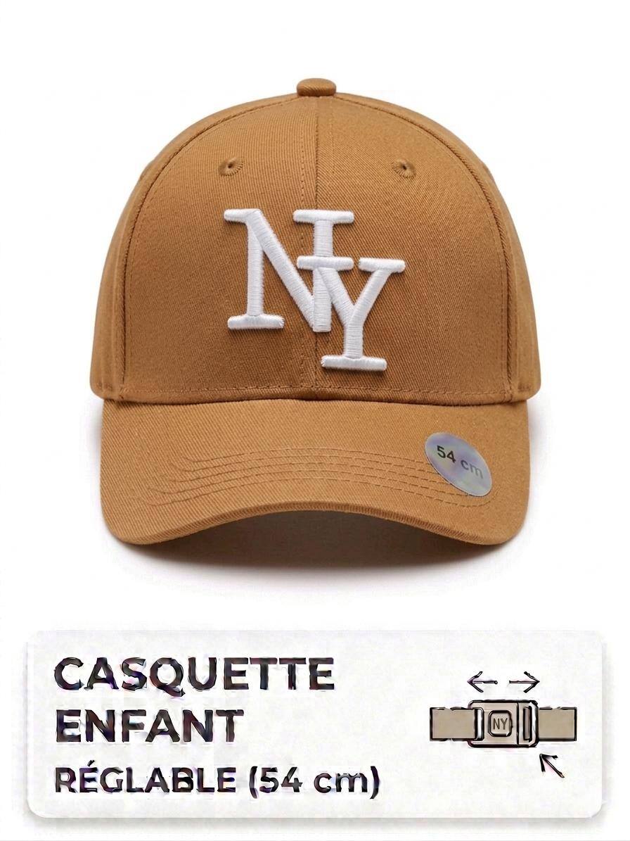 Großhändler NY - Kinder NY Kappe einfarbig camel mit weißem Logo