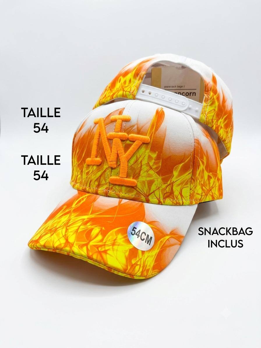 Grossiste NY - Casquette NY enfant blanc orange feu