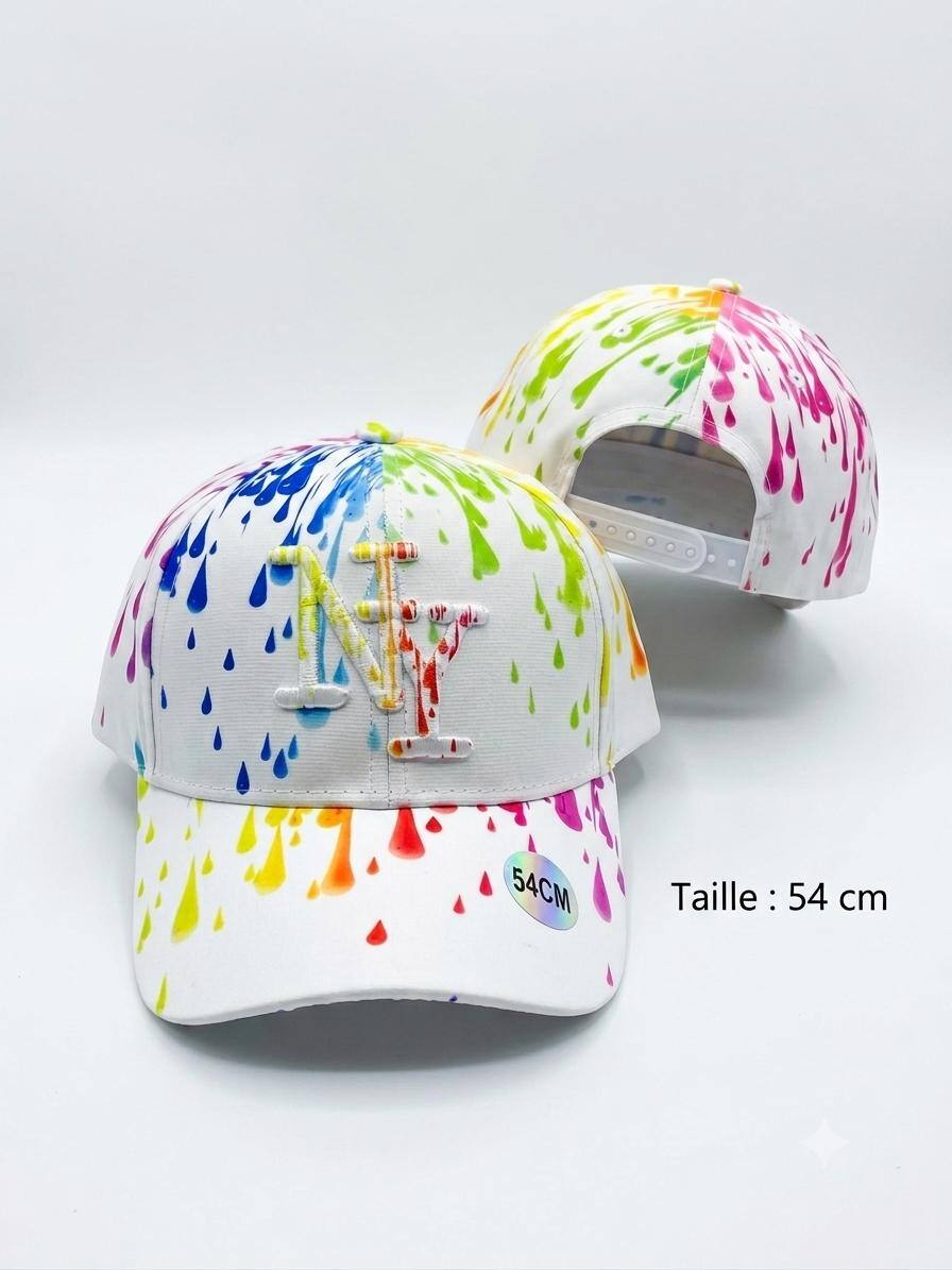 Grossiste NY - Casquette NY enfant goutte multicolore blanc