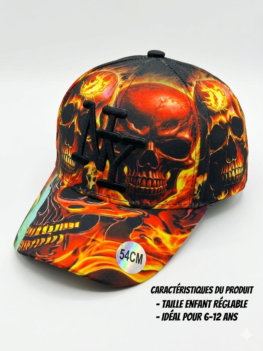 Wholesaler NY - NY cap with black and orange skull design