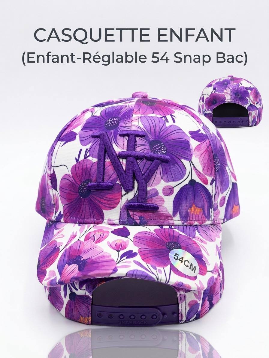 Wholesaler NY - Kids' NY cap with purple floral design
