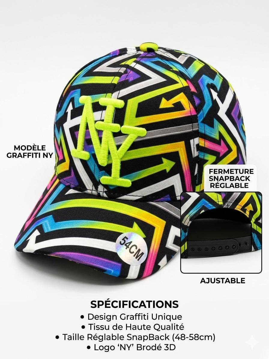 Grossiste NY - Casquette NY enfant graffiti fluo