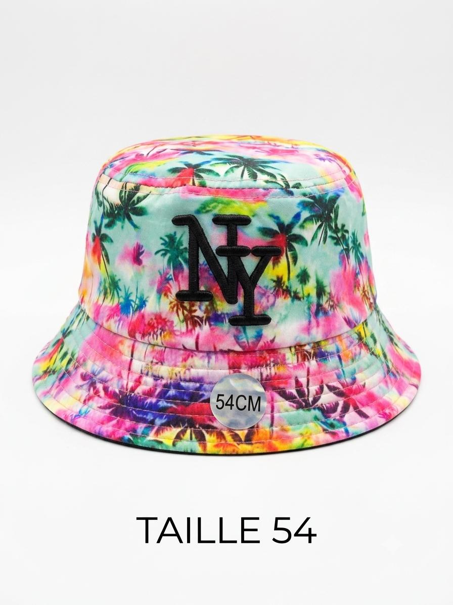Wholesaler NY - multicolored pink palm tree NY bucket hat Wholesaler NY - multicolored pink palm tree NY bucket hat
