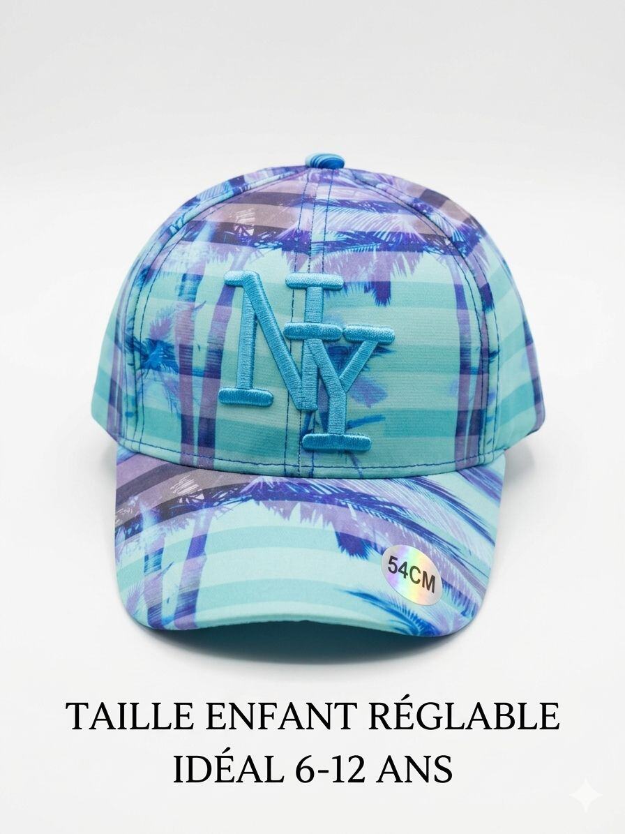 Wholesaler NY - Kids' NY cap with palm tree and sky blue stripe