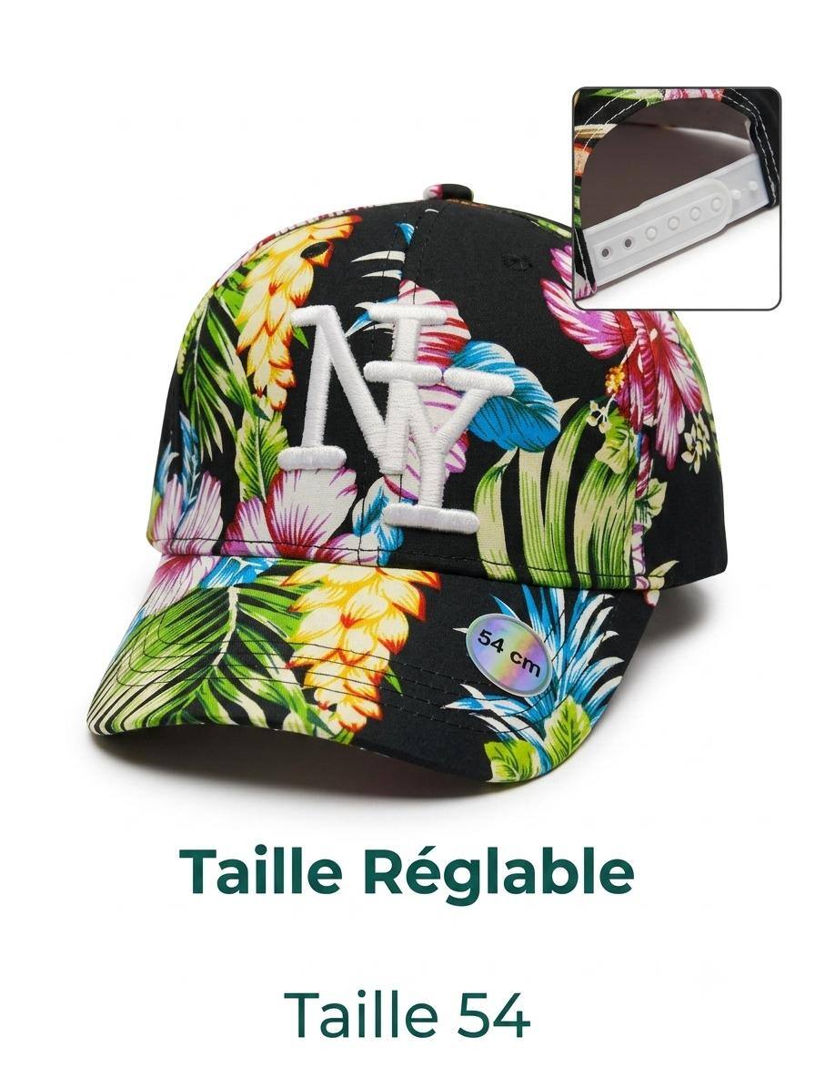 Grossiste NY - Casquette NY enfant noir fleur hawai