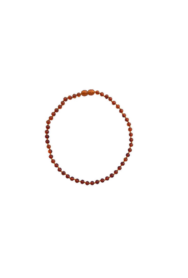 Wholesaler OPALOOK FRANCE - Cognac Boule Amber Baby Necklace, 32 - 33 cm - NB20 -Clip