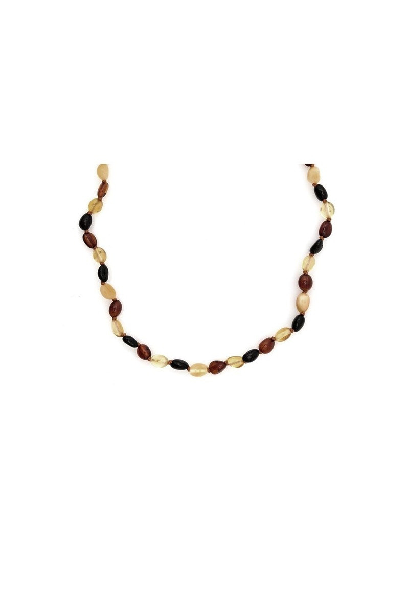 Wholesaler OPALOOK FRANCE - Olive multicolored amber necklace, 32 - 33 cm - ASWK4M