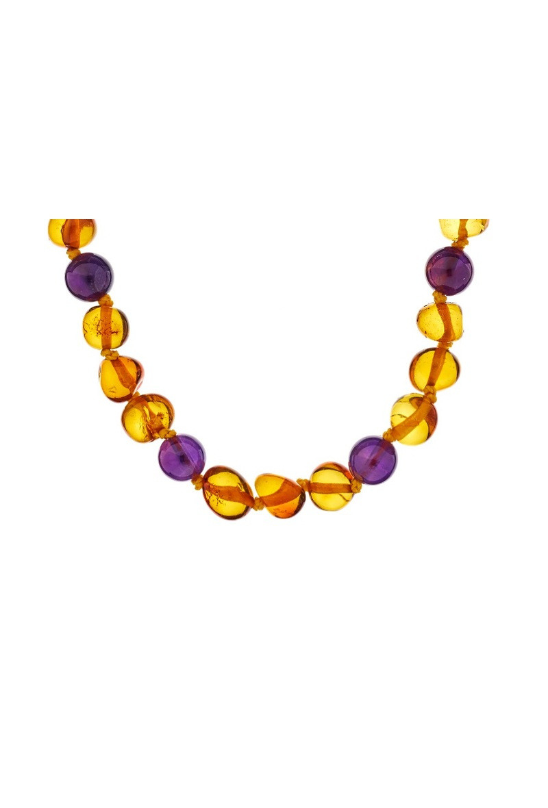 Wholesaler OPALOOK FRANCE - Baby Amber and Amethyst collar, 32 - 33 cm - AKWK1AM -Clip