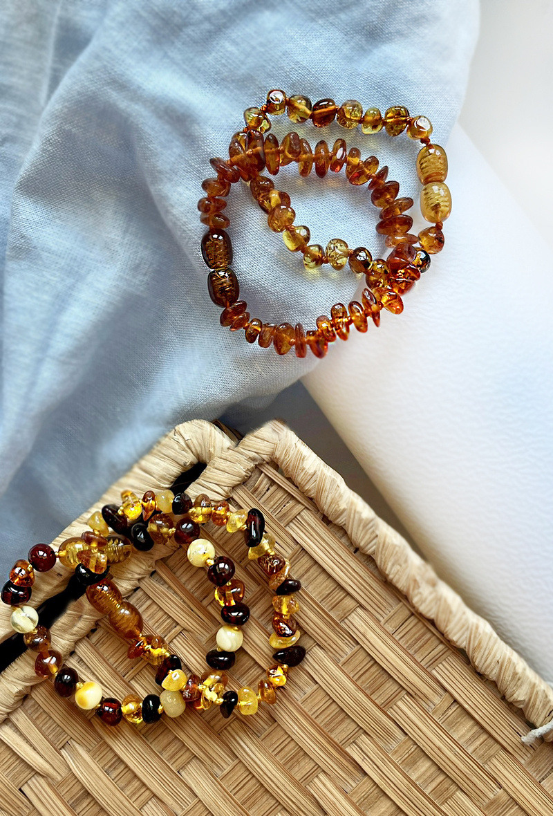 Wholesaler OPALOOK FRANCE - Amber and quartz baby bracelet - gab1qr