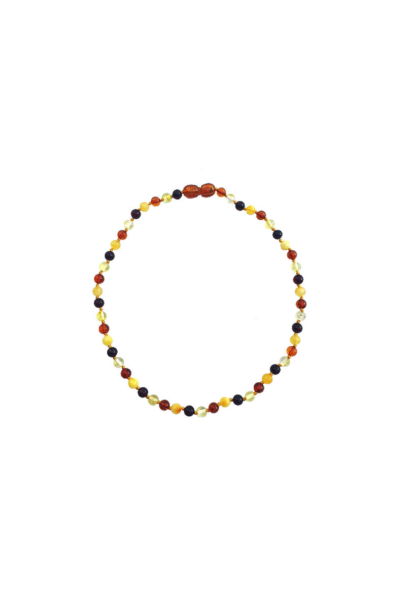 Wholesaler OPALOOK FRANCE - Multicolored Boule Amber Baby Necklace, 32 - 33 cm - NB20M -Clip