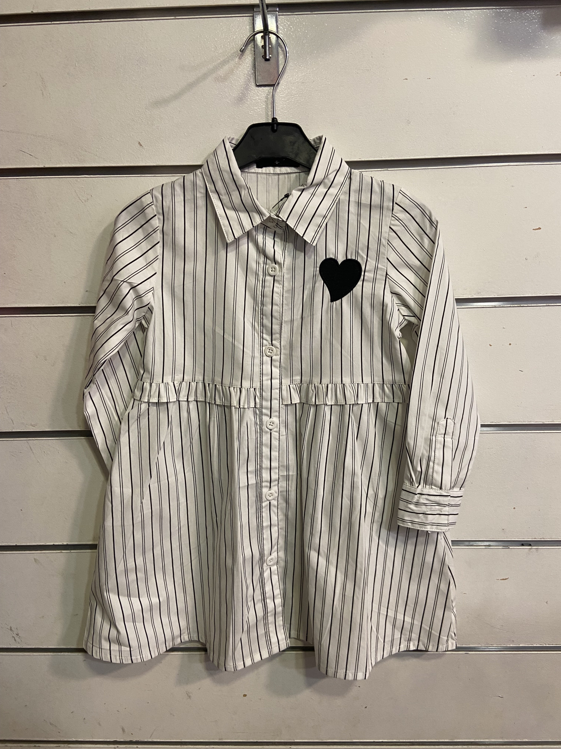 Grossiste PETITE ETOILE - Robe rayures manche longue, à cœur (4 à 14 ans)