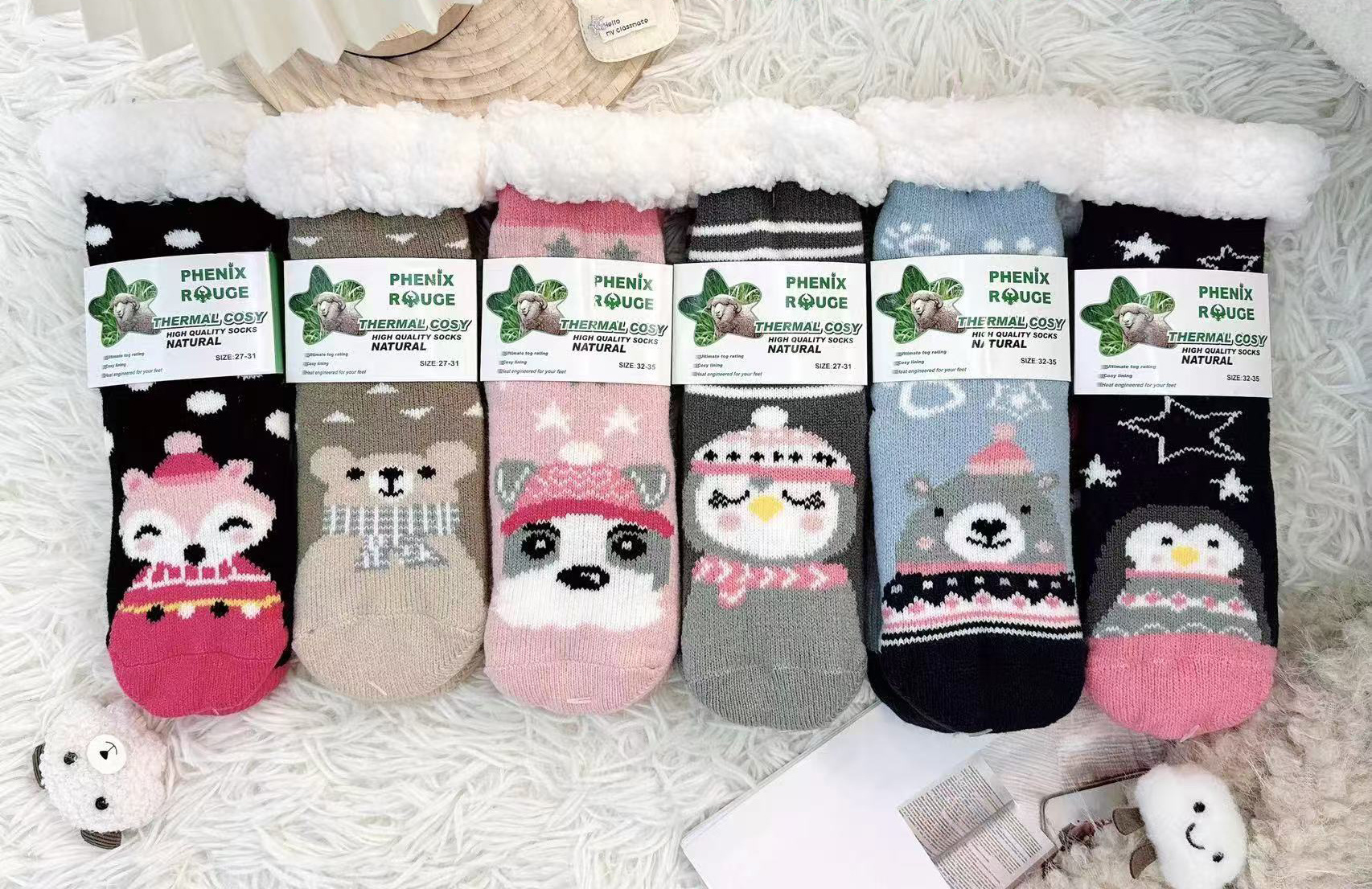 Grossiste PHENIX ROUGE - Chaussettes pilou pilou enfants antidérapantes et thermiques