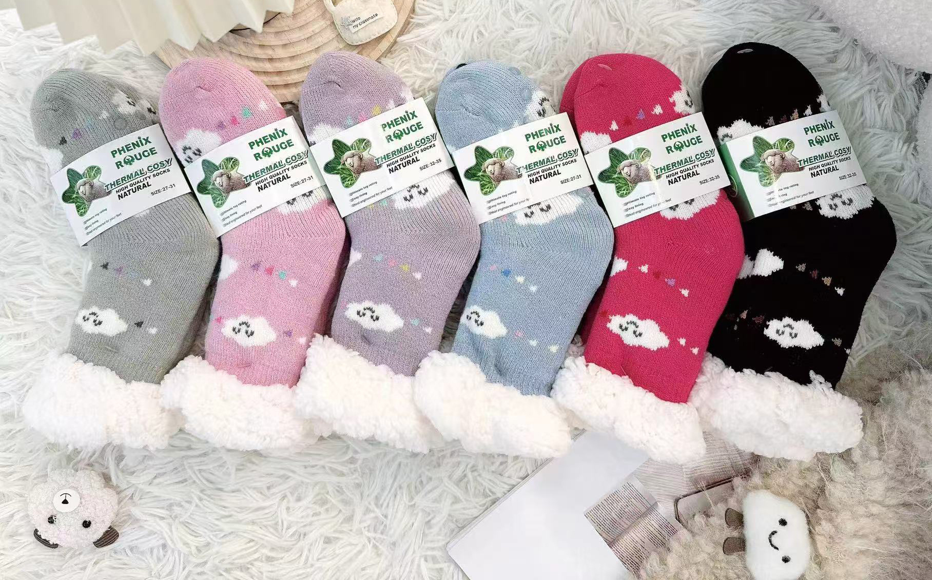 Grossiste PHENIX ROUGE - Chaussettes pilou pilou enfants antidérapantes et thermiques