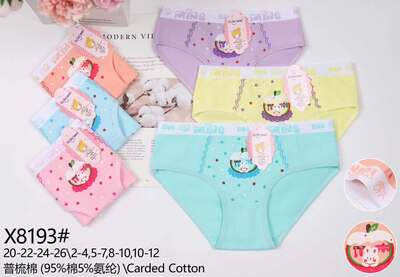 Grossiste PHENIX ROUGE - Lot de Culottes Fille Coton Grossiste PHENIX ROUGE - Lot de Culottes Fille Coton