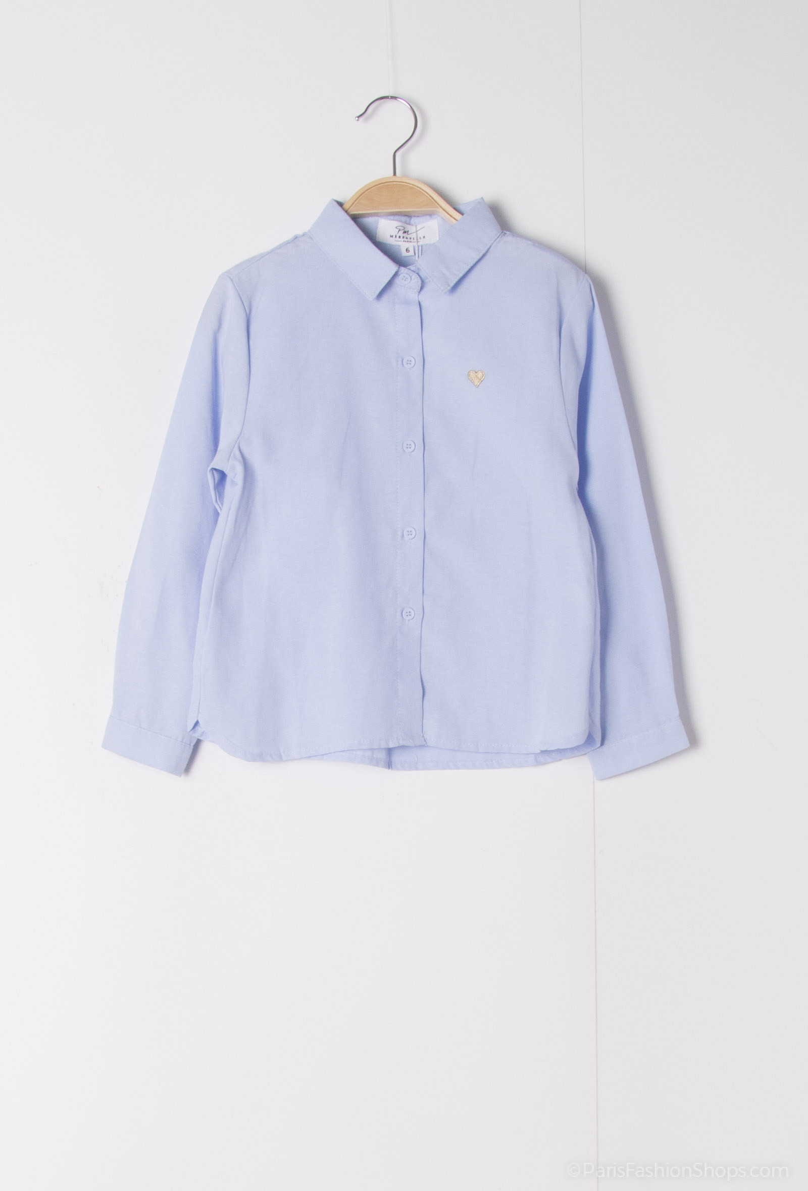 Grossista PM Mère & Fille - Camicia monocolore con ricamo cuore dorato