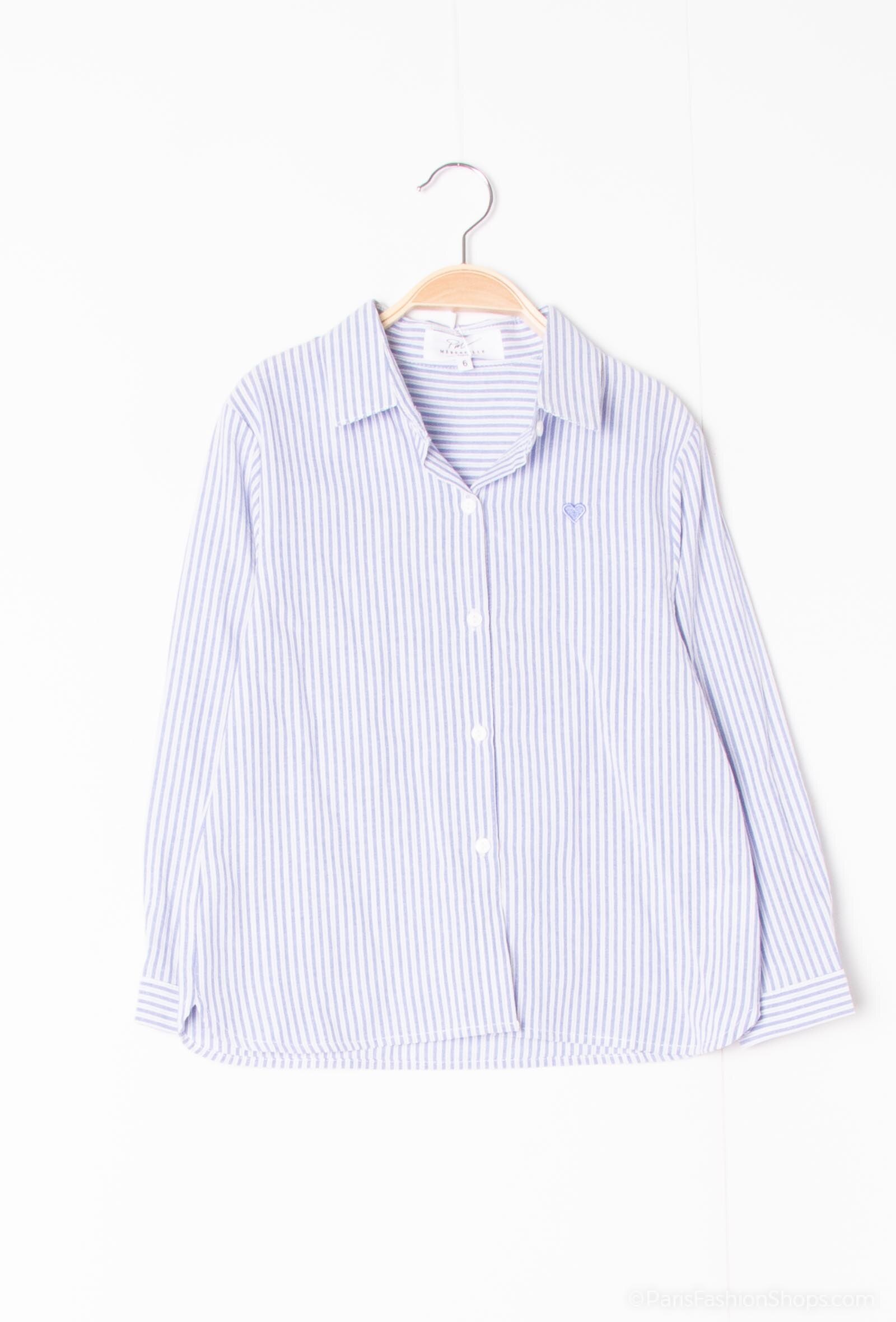 Wholesaler PM Mère & Fille - Striped cotton shirt with heart embroidery