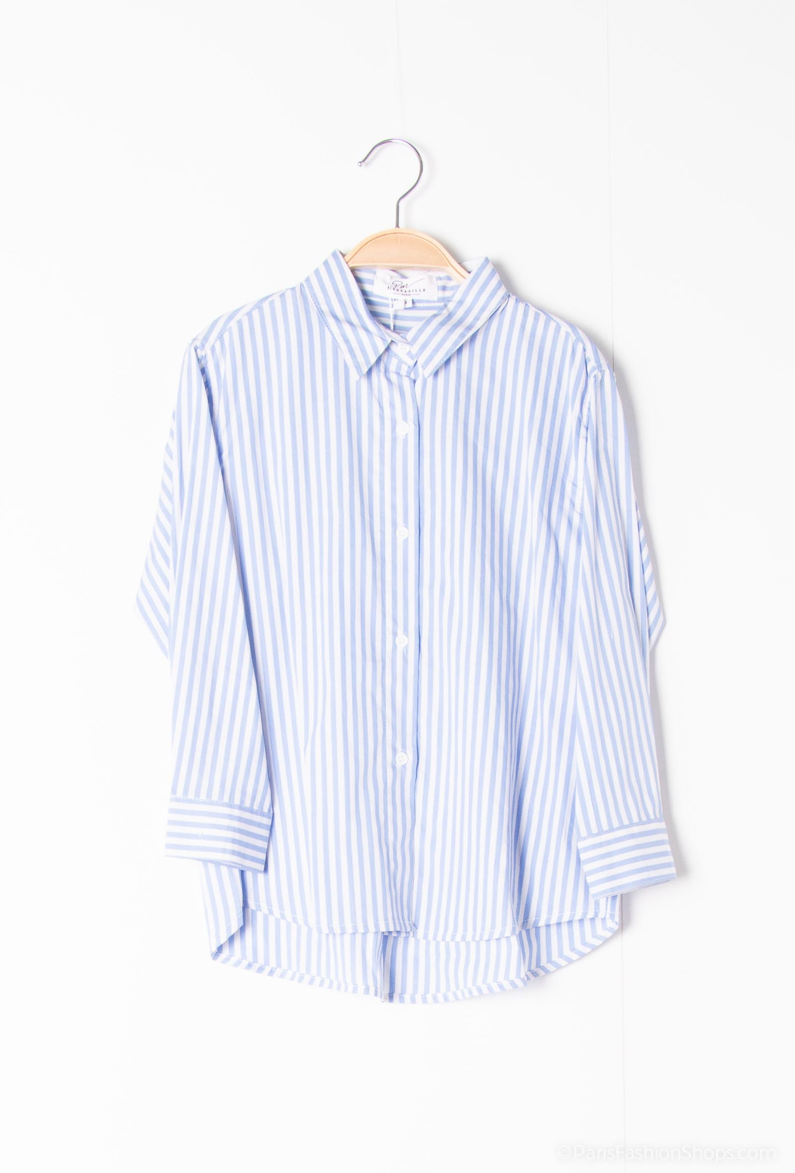 Grossista PM Mère & Fille - Camicia a righe con ricamo "Sogni" sul retro