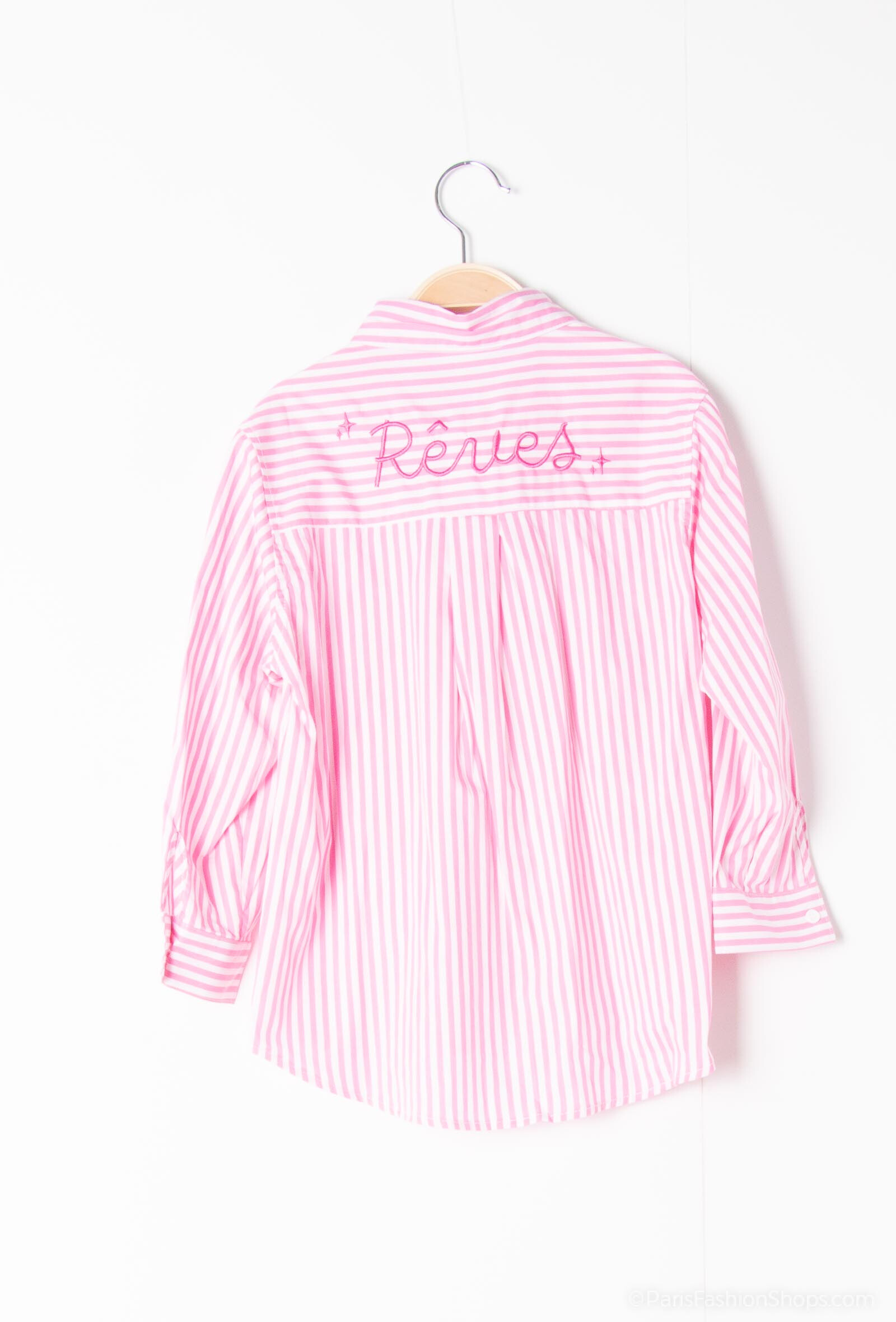 Camicia a righe con ricamo "Sogni" sul retro - Rosa - 2 - formato grande
