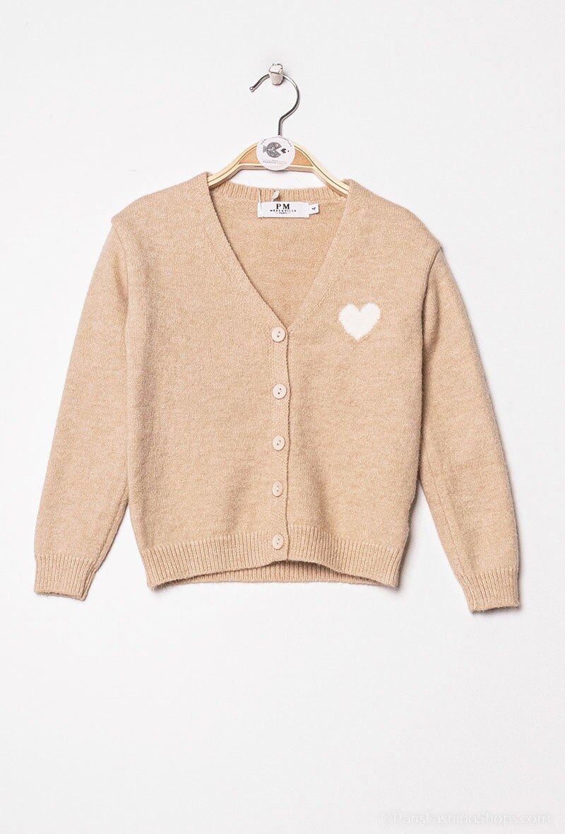 Wholesaler PM Mère & Fille - Buttoned cardigan with heart