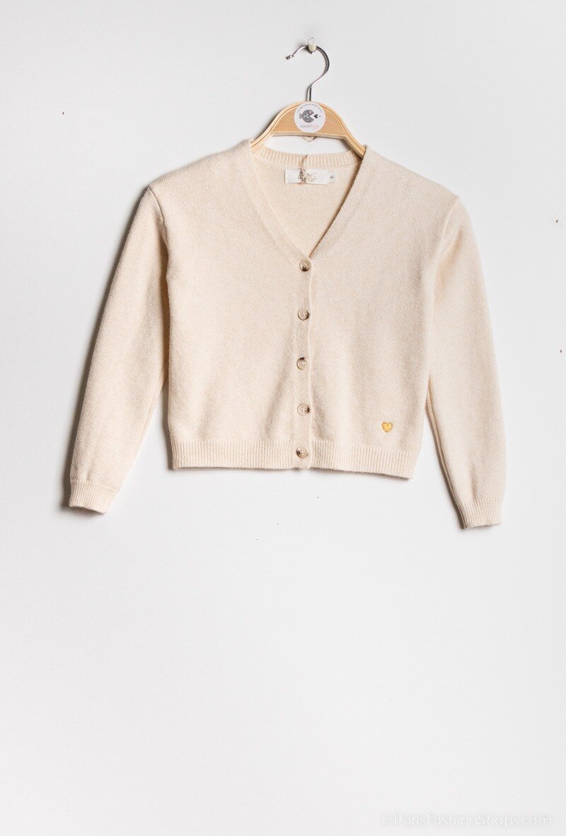 Wholesaler PM Mère & Fille - Knit cardigan with heart embroidery