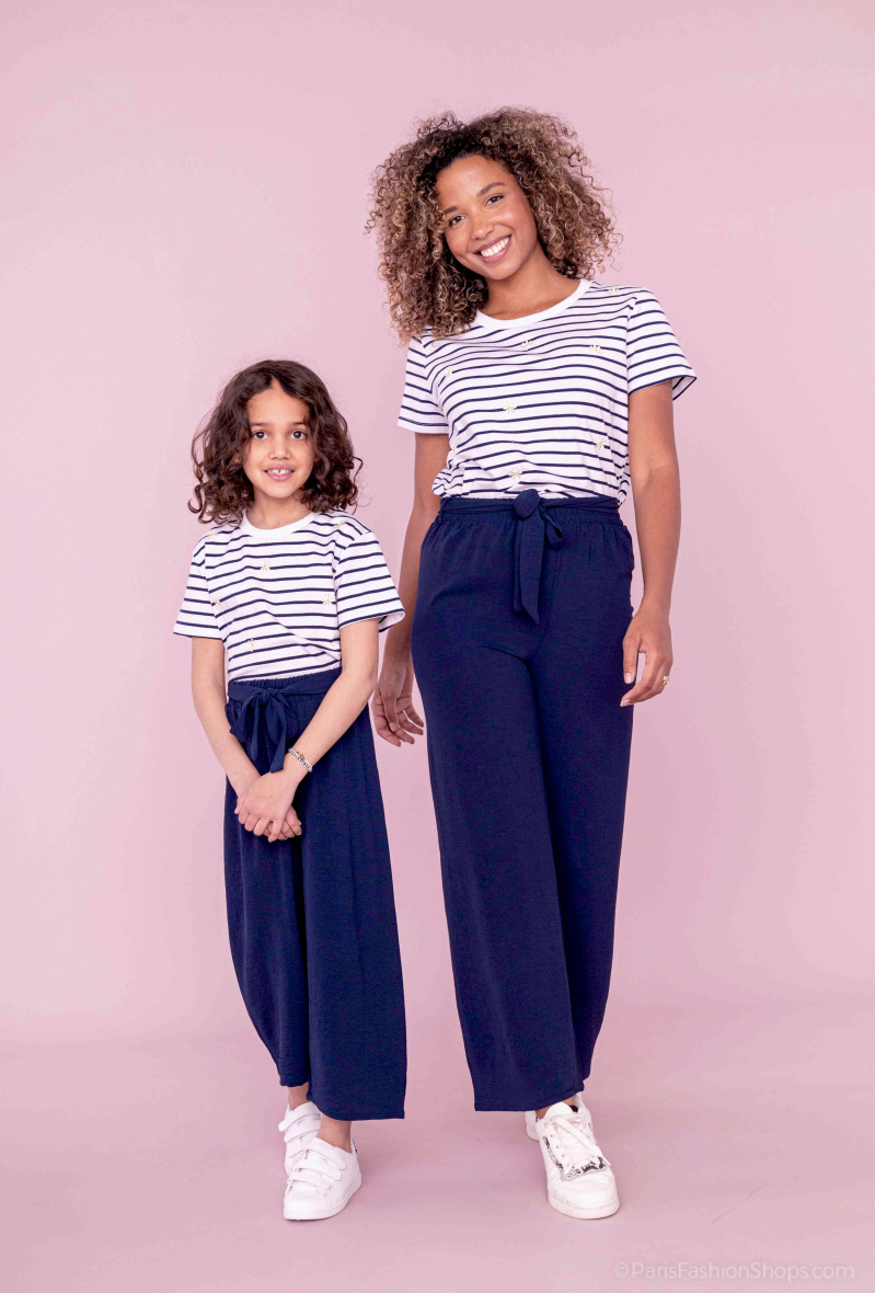 Grossiste PM Mère & Fille - Pantalon fluide uni avec ceinture