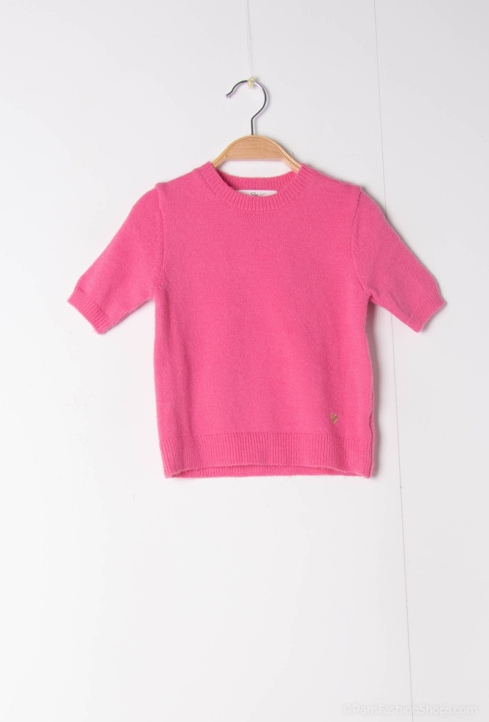 Großhändler PM Mère & Fille - Kurzärmliger Strickpullover mit Herzstickerei