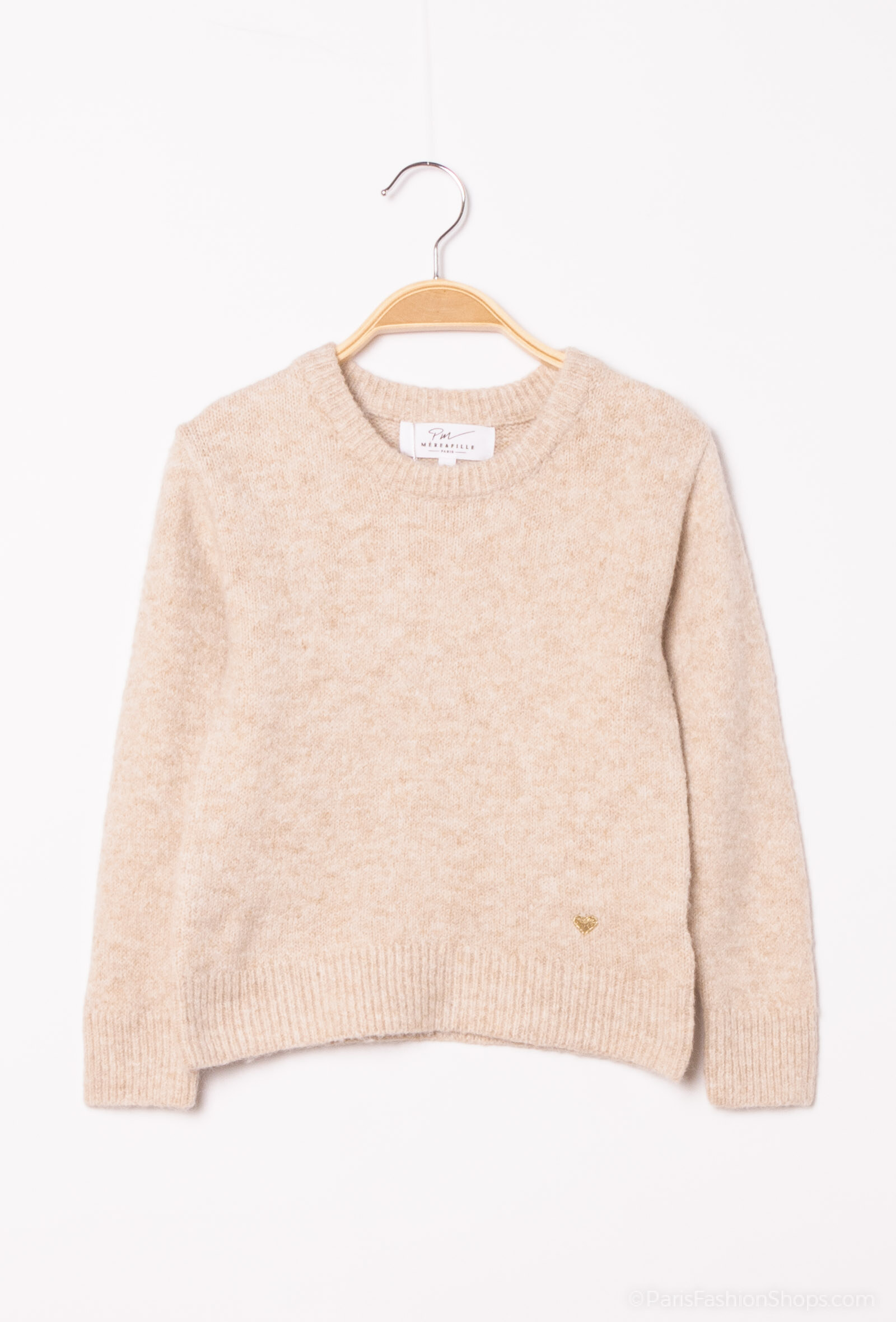 Großhändler PM Mère & Fille - Strickpullover mit goldener Herzstickerei