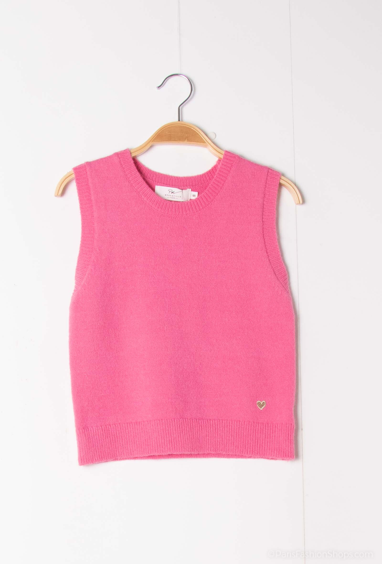 Großhändler PM Mère & Fille - Kurzärmliger Strickpullover mit Herzstickerei