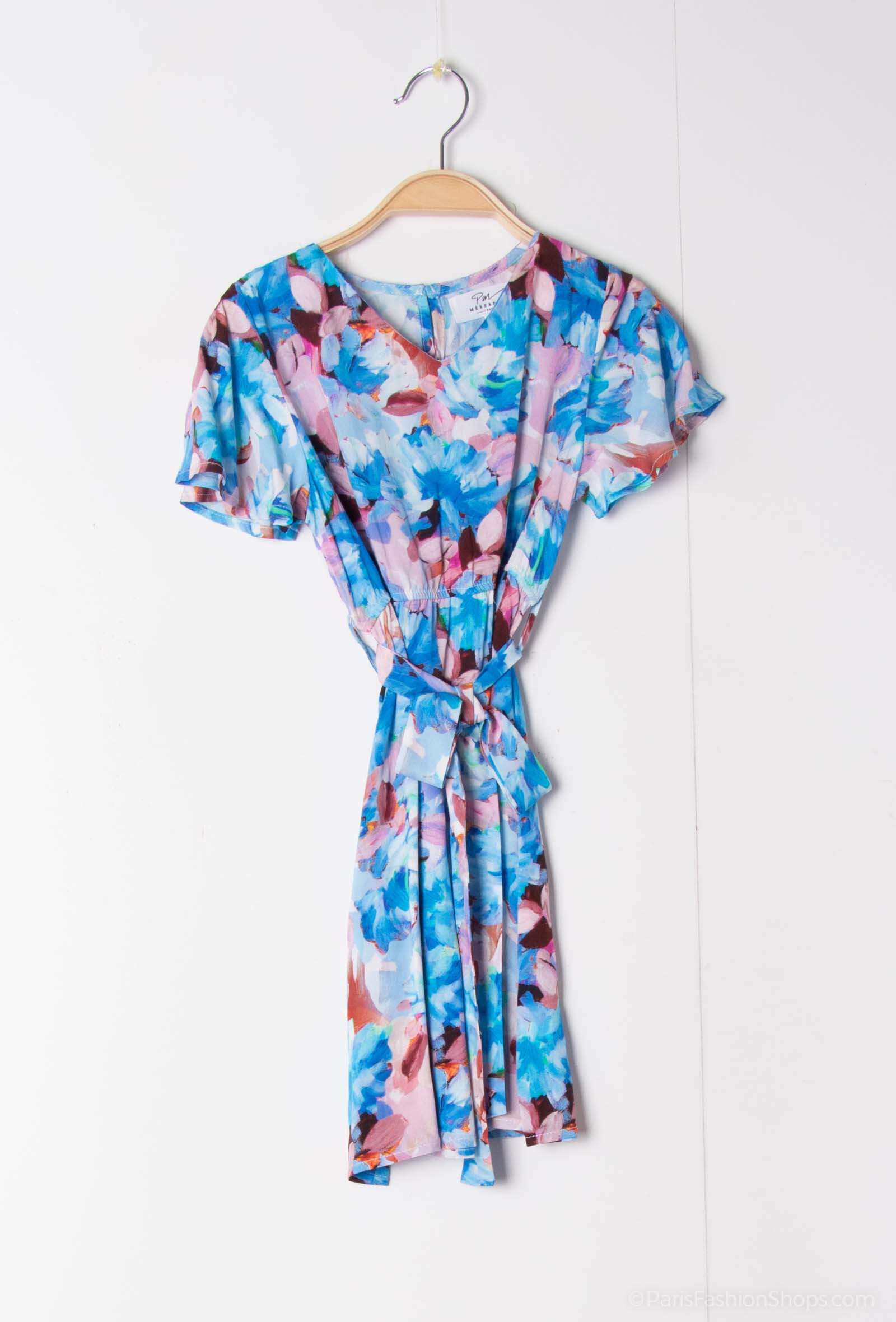 Vestido con flores estampación - Azul - 1 - formato grande
