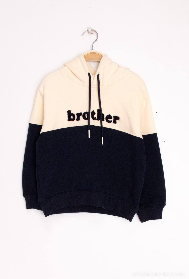Felpa con cappuccio e ricamo "brother" - Blu Marino - 1 - formato grande