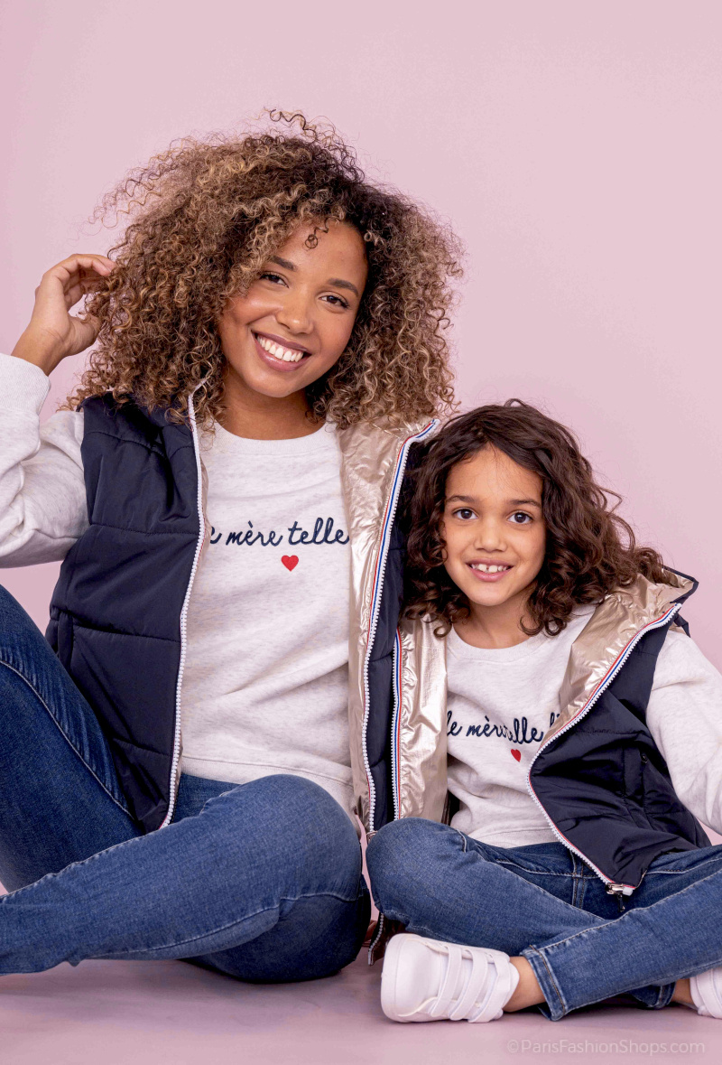 Grossiste PM Mère & Fille - Sweat col rond avec inscription "telle mère telle fille"