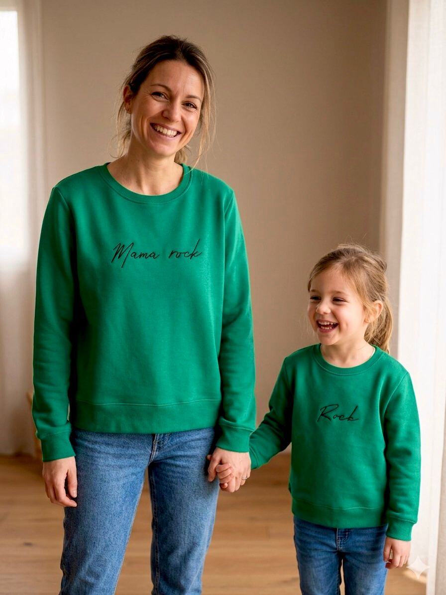 Grossista PM Mère & Fille - Felpa con collo in pizzo e ricamo di cuori