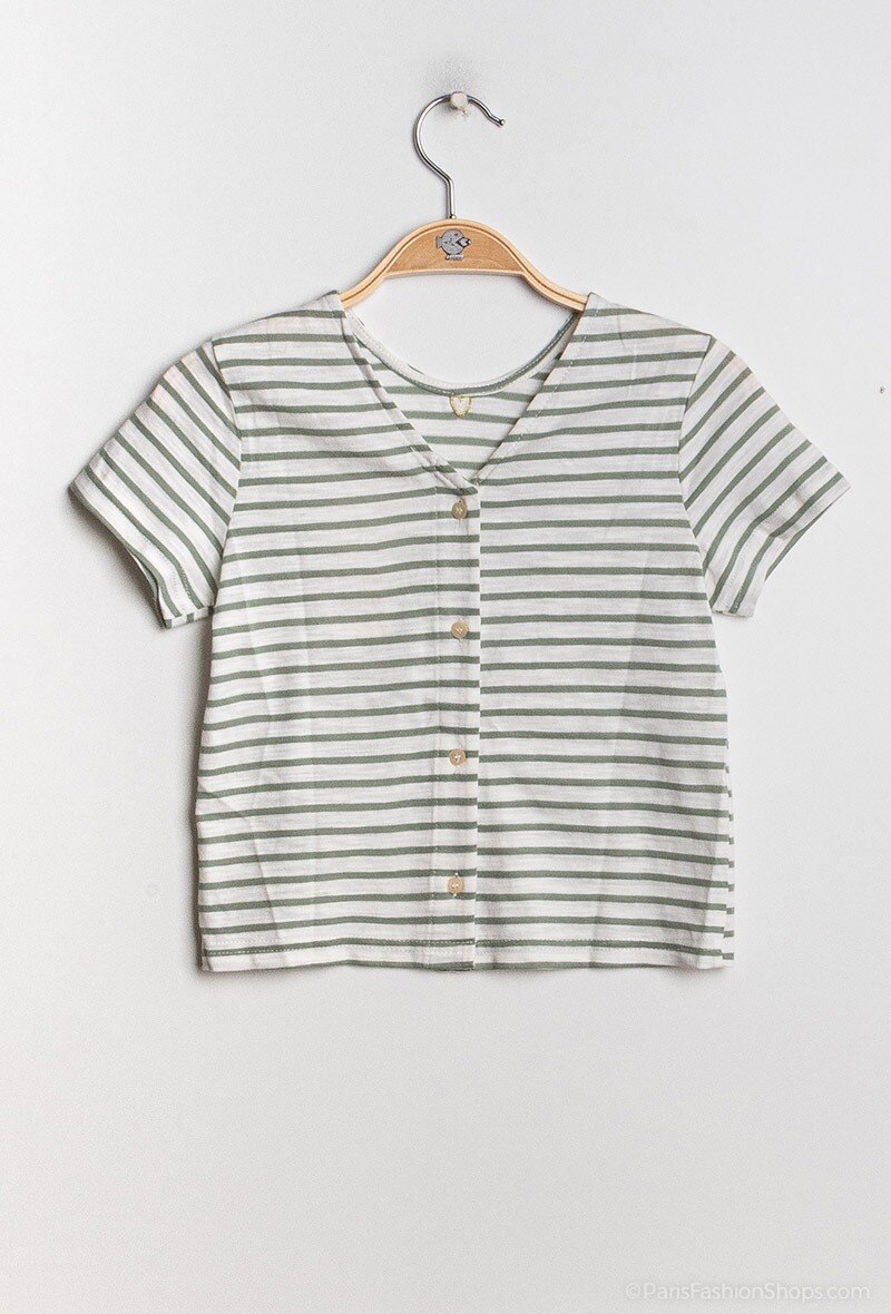 Grossiste PM Mère & Fille - T-shirt rayé avec cœur brodé