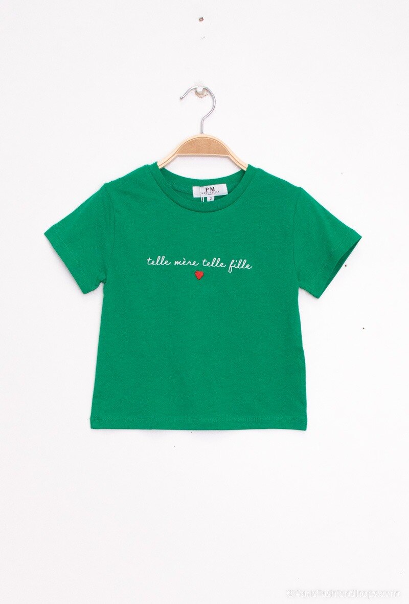 Grossista PM Mère & Fille - T-shirt in cotone ricamato con scollo a V