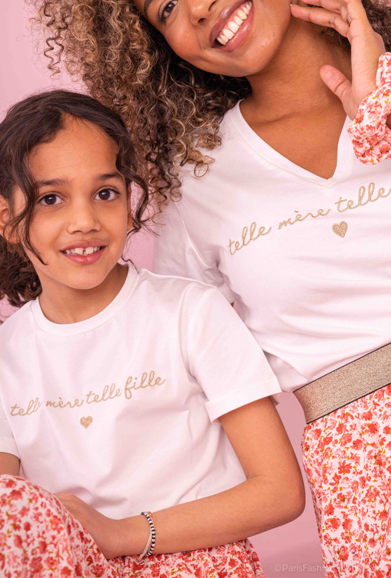 T-shirt con ricamo "come madre, come figlia" - Dorato - 2 - formato grande