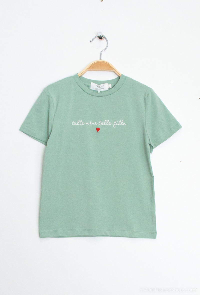 T-shirt con ricamo "come madre, come figlia" - Verde Acqua - 1 - formato grande