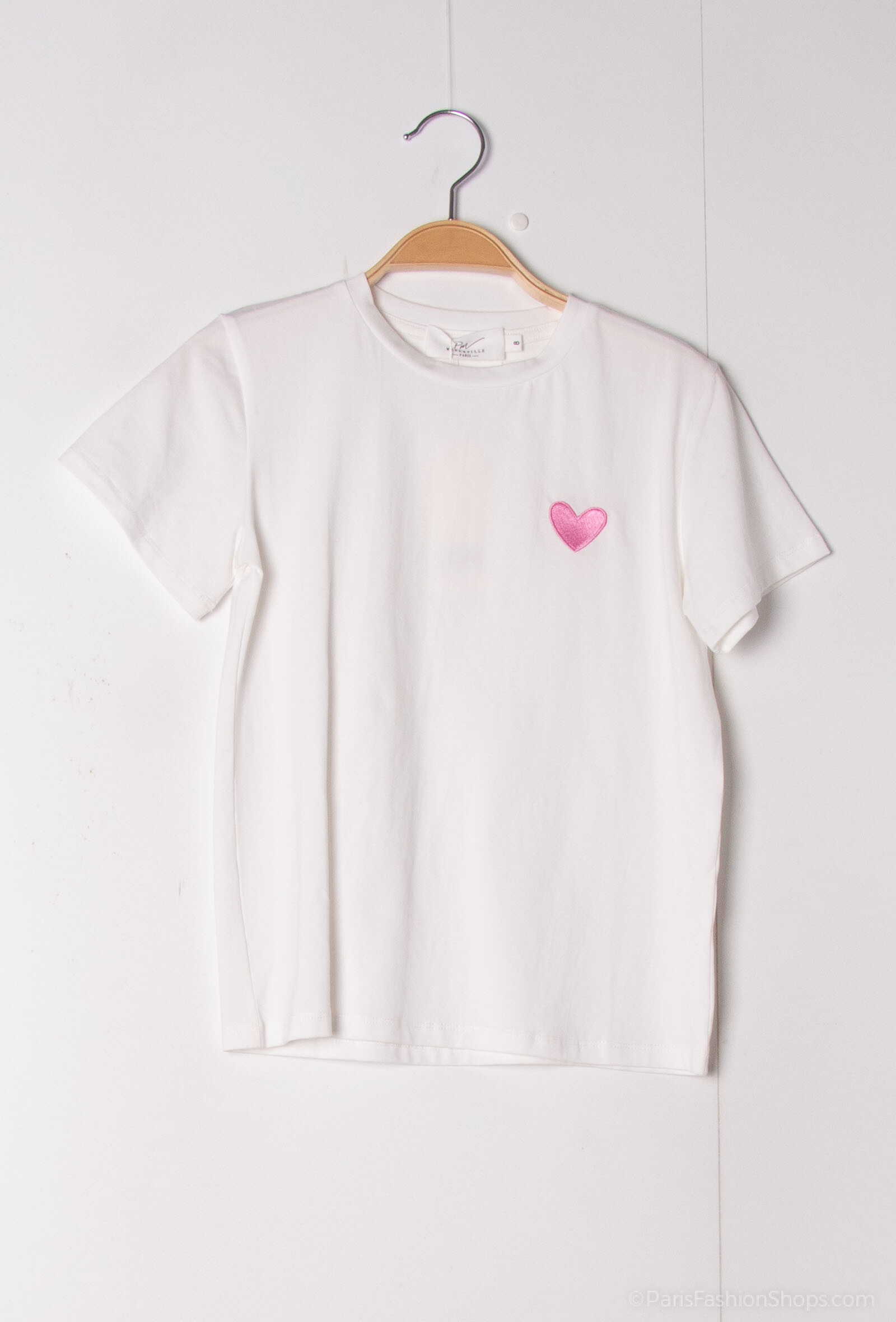 T-Shirt mit Herzstickerei - Fuchsie - 1 - Großformat