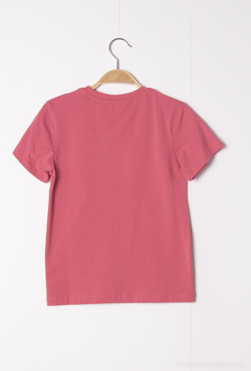 T-Shirt mit Herzstickerei - Rosa - 2 - Großformat