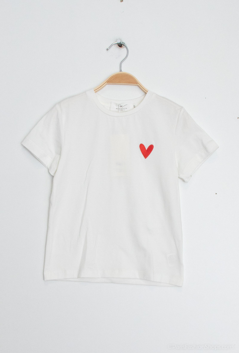 T-Shirt mit Herzstickerei - Rot - 1 - Großformat