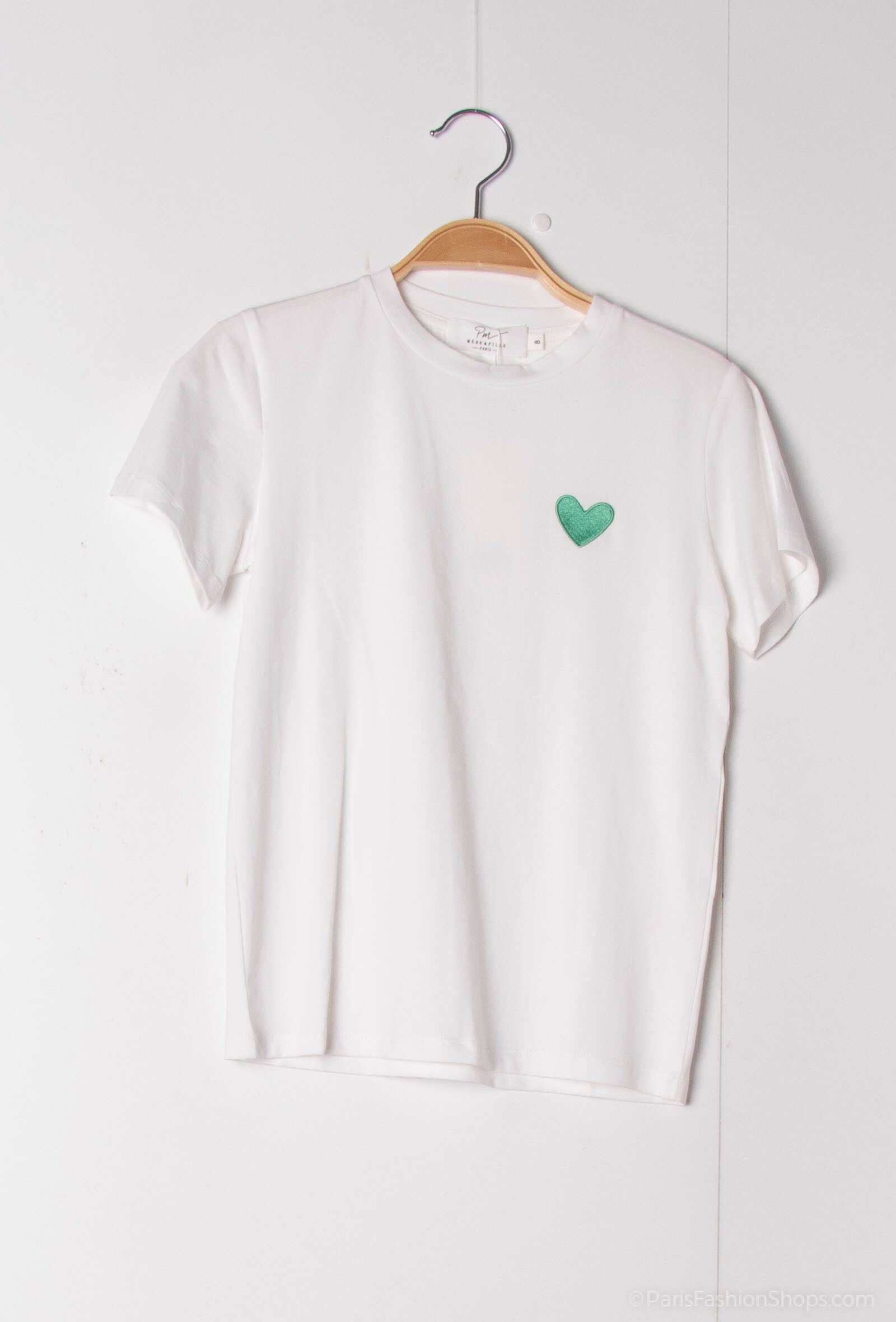 T-Shirt mit Herzstickerei - Wassergrün - 1 - Großformat