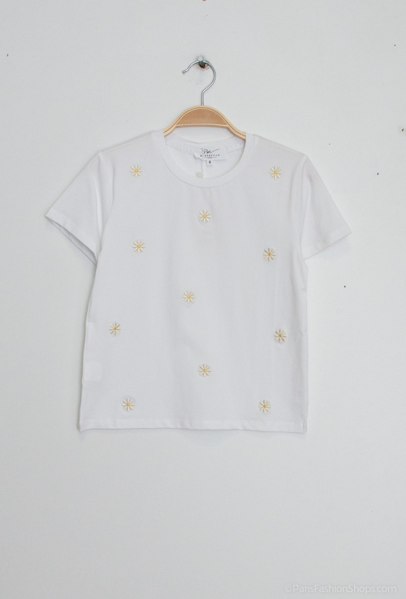 T-Shirt mit Stickerei - Weiß - 1 - Großformat