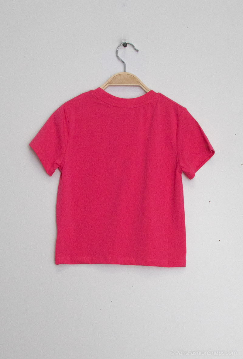 T-Shirt mit Stickerei - Fuchsie - 2 - Großformat