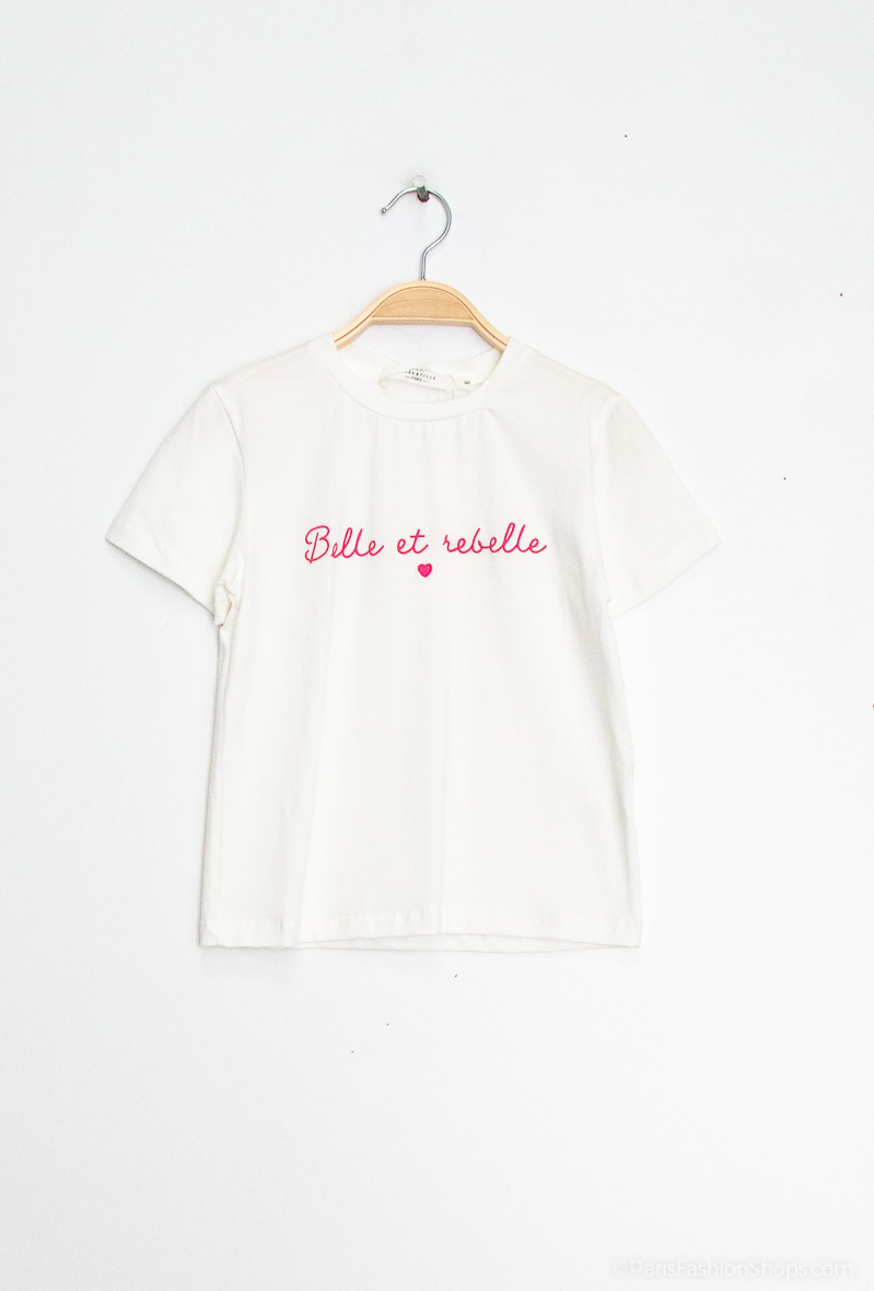 Maglietta con scritta "Bella e ribelle" - Fucsia - 1 - formato grande
