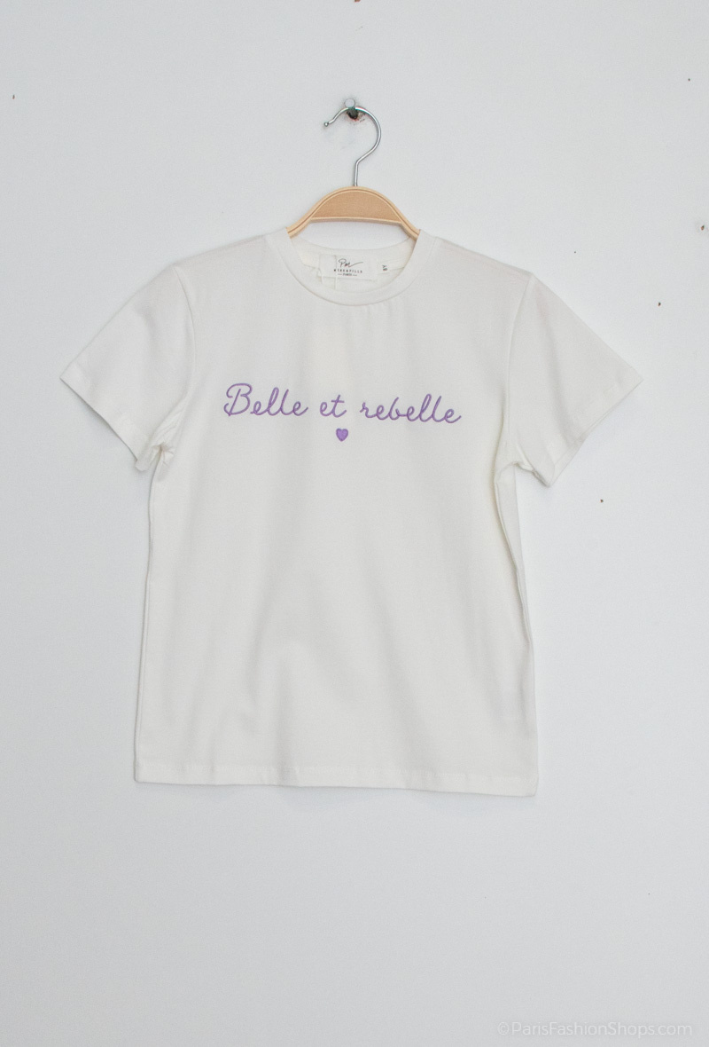 Maglietta con scritta "Bella e ribelle" - Lilla - 1 - formato grande