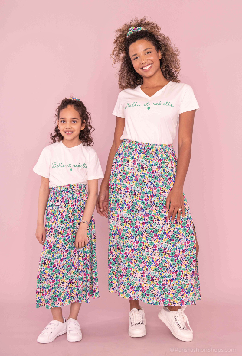 Maglietta con scritta "Bella e ribelle" - Verde - 1 - formato grande