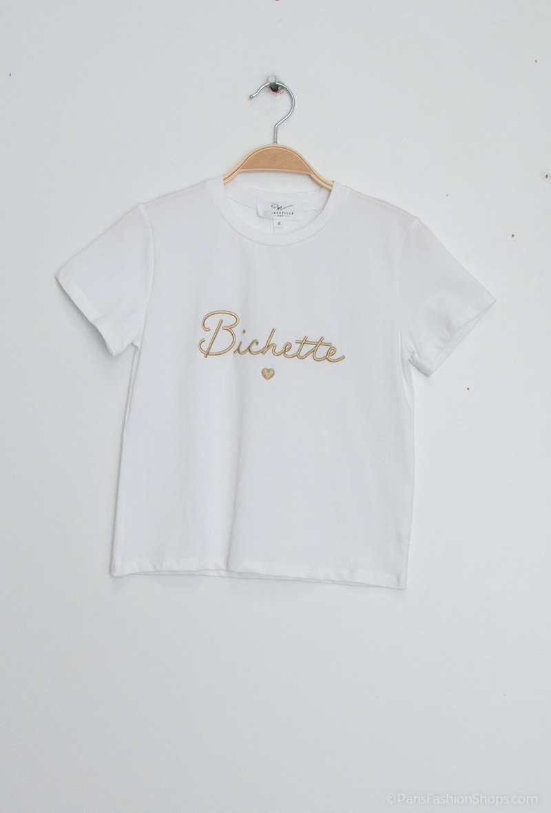 Grossiste PM Mère & Fille - T-shirt avec inscription "Bichette"