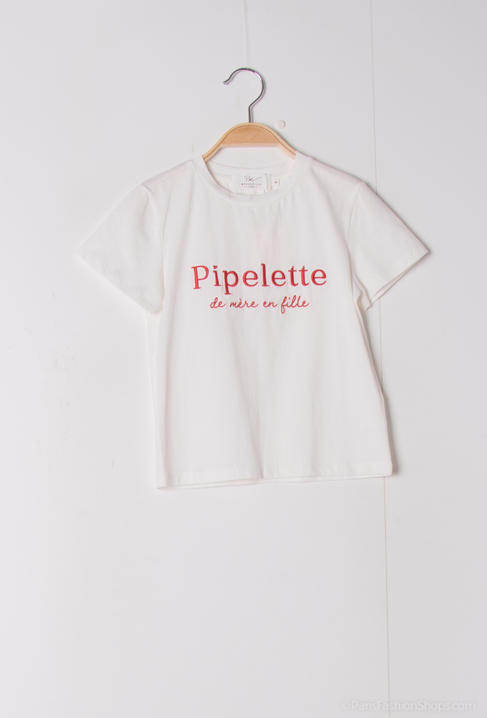 Grossiste PM Mère & Fille - T-shirt avec broderie "Pipelette de mère en fille"