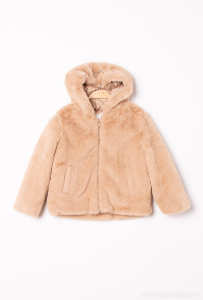 Grossiste PM Mère & Fille - Veste à capuche en fausse fourrure Grossiste PM Mère & Fille - Veste à capuche en fausse fourrure