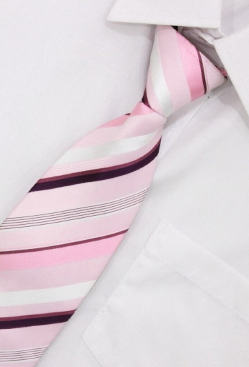 Wholesaler Pomme Carre - Pink, white and purple  stripes tie