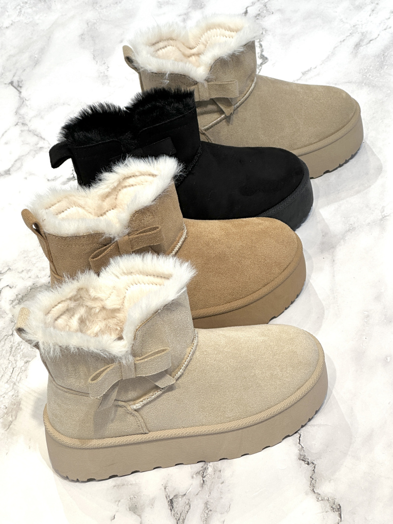 Grossista POTI PATI KIDS - Stivaletti foderati in pelliccia KID687L con plateau di 3 cm e fiocco